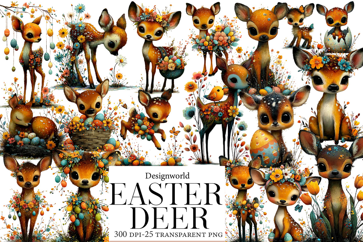 Easter baby deer Clipart, an Illustration by Designworld (Photo 1 of 5)