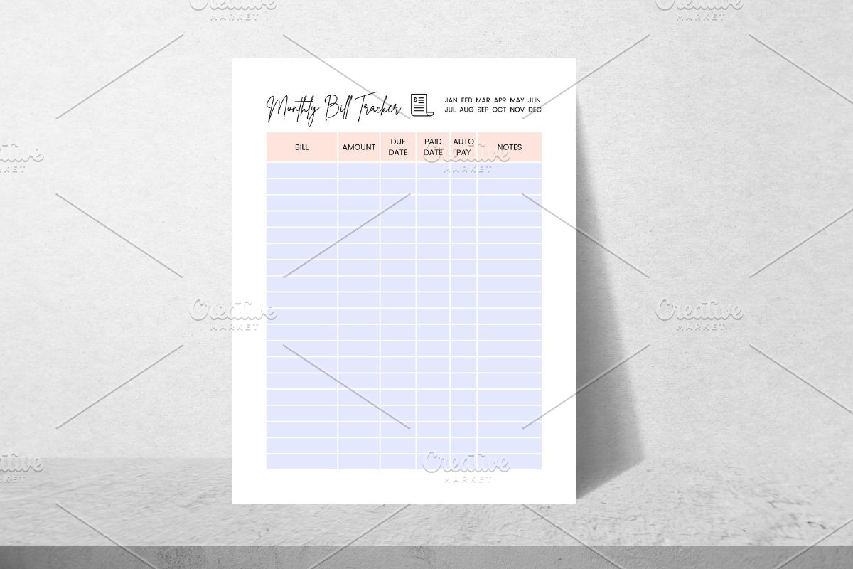 Monthly Bill Tracker, a Print Template by HillTract (Photo 4 of 5)