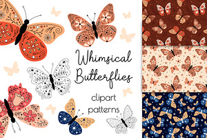 Whimsical Butterfly Clipart Patterns