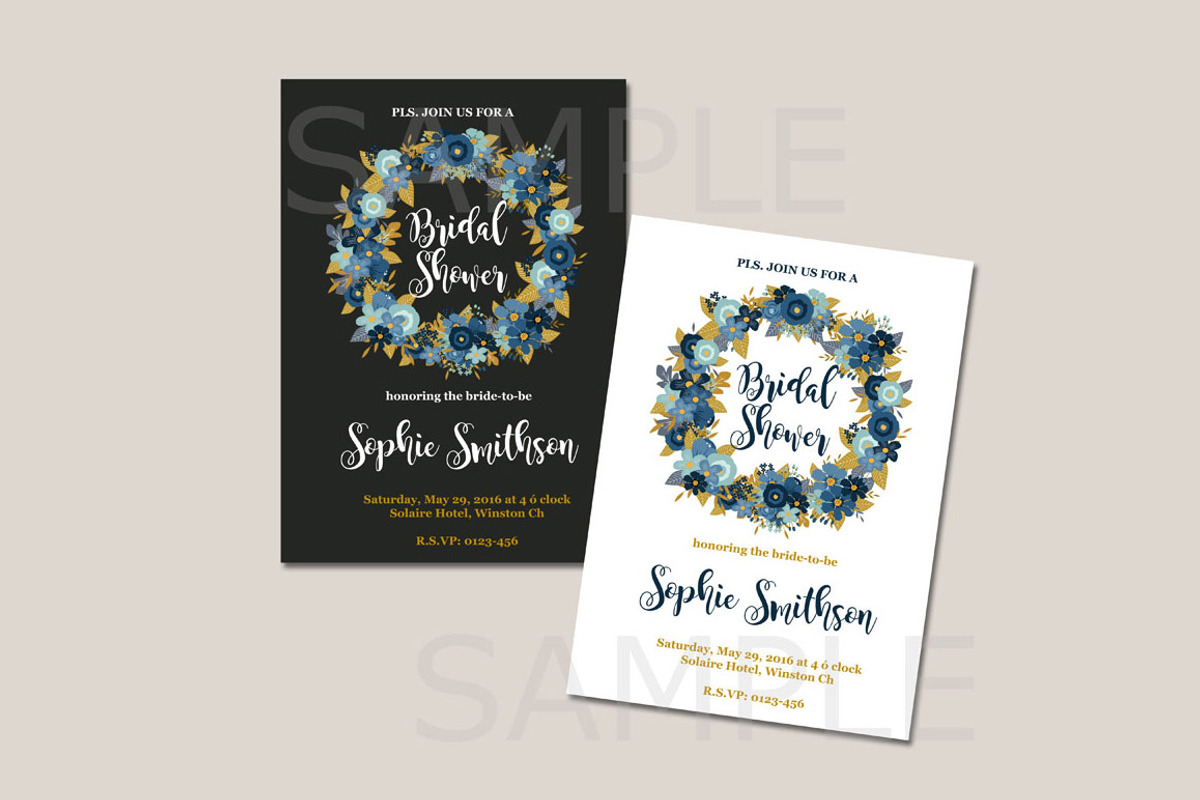 Navy Blue Floral Wreath, an Illustration by JennyL Designs (Photo 4 of 7)