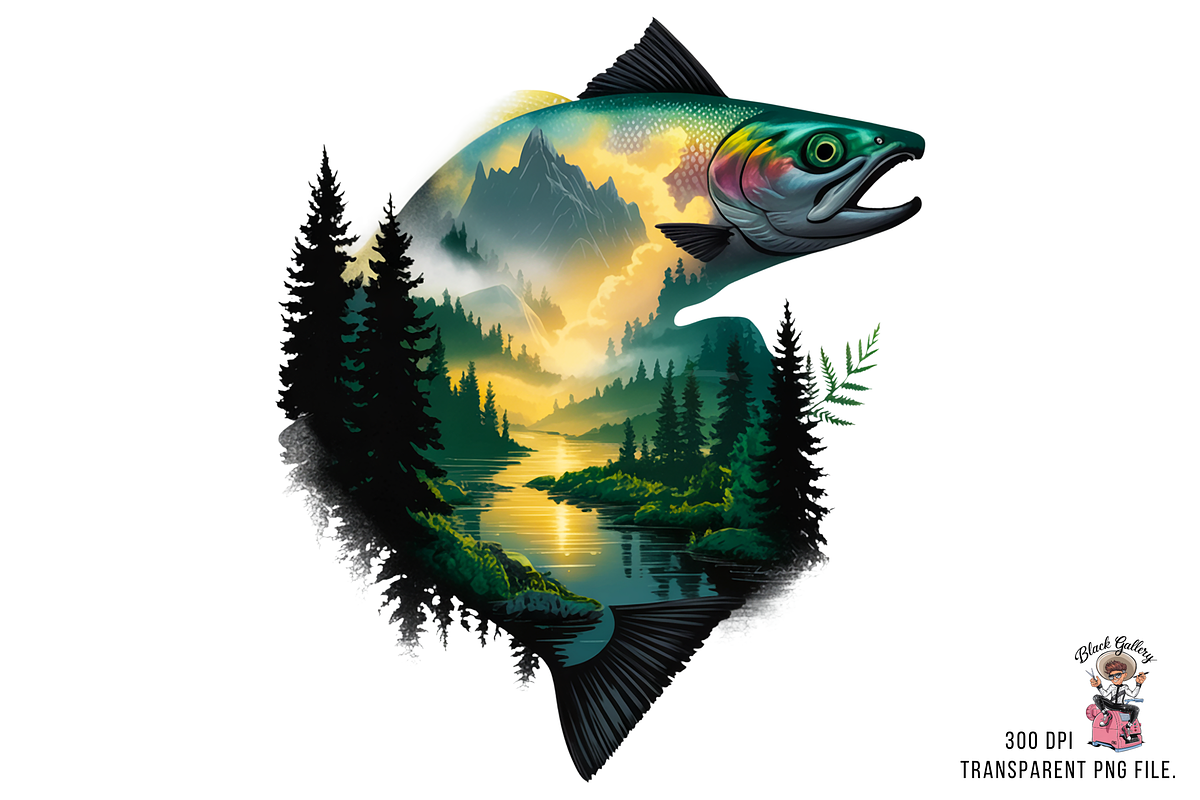 Salmon Forest PNG Bundle, a Graphic by Rina Akther (Photo 4 of 11)
