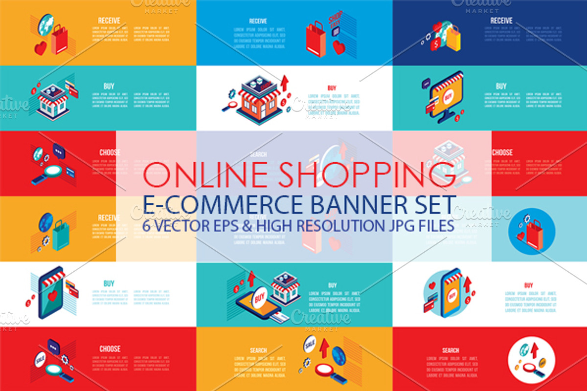 Online Shopping isometric banner set, a Technology Illustration by Anttoniu (Photo 1 of 5)
