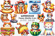 Funny Quirky Cats Clipart, an Illustration by CraftArtStudio (Thumbnail 1 of 6)