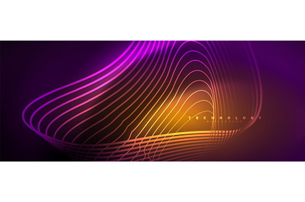 Techno neon wave lines, dynamic, a Work Illustration by antishock