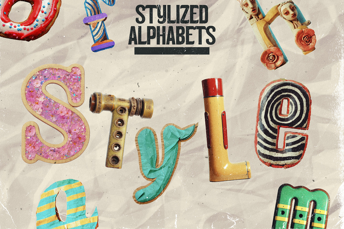 260 Stylized Alphabets (for collage), an Object Graphic by Megan Aili Designs (Photo 1 of 28)