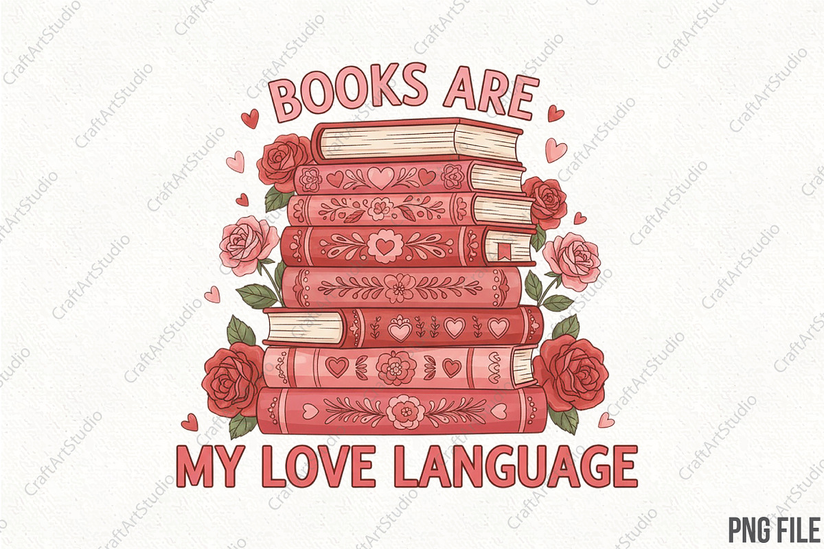 Books Are My Love Language Valentine, an Illustration by CraftArtStudio (Photo 1 of 4)