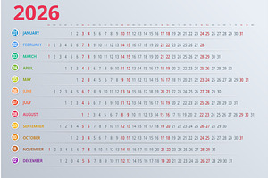 Calendar planner for 2026. 2026, a Texture Illustration by Golden Sikorka