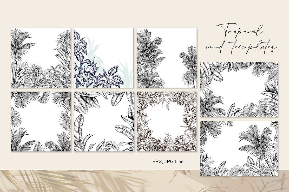 Tropical black& white plants, a Decorative Illustration by Jeanna Draw (Photo 14 of 17)