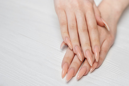 Elegant pastel pink natural manicure., a Person Photo by Olena Rudo