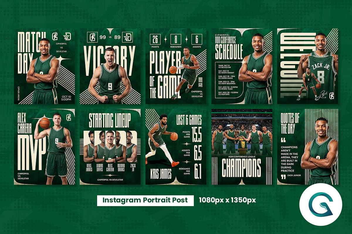Basketball Social Media Template, a Social Media Template by Geelator Studio (Photo 2 of 4)