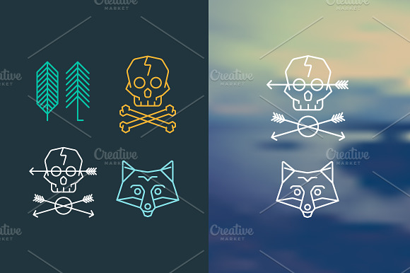 Fox, Skull, Arrows and Trees Logo preview 2