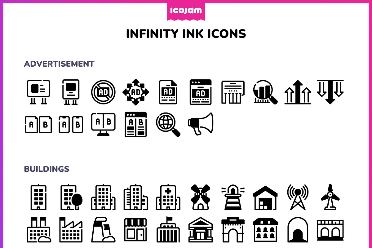 2100+ Infinity Ink icons, a Solid Icon by Icojam store (Photo 6 of 12)
