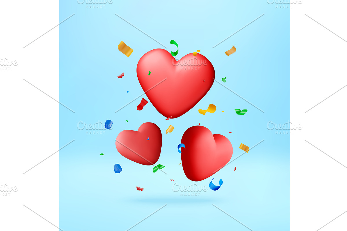 3D Red heart shape balloon floating, an Object Illustration by Abscent