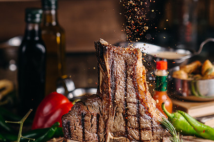 T-bone steak and spices