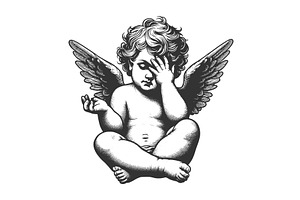 Facepalming Cherub Angel Vector