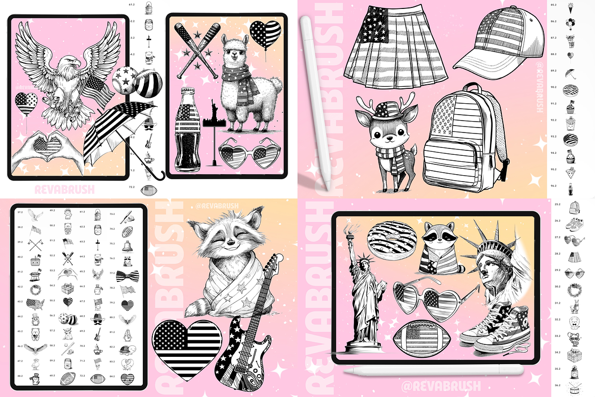 2235 BUNDLE Procreate Stamp Brushes, a Brush Add-On by Revabrush (Photo 11 of 17)