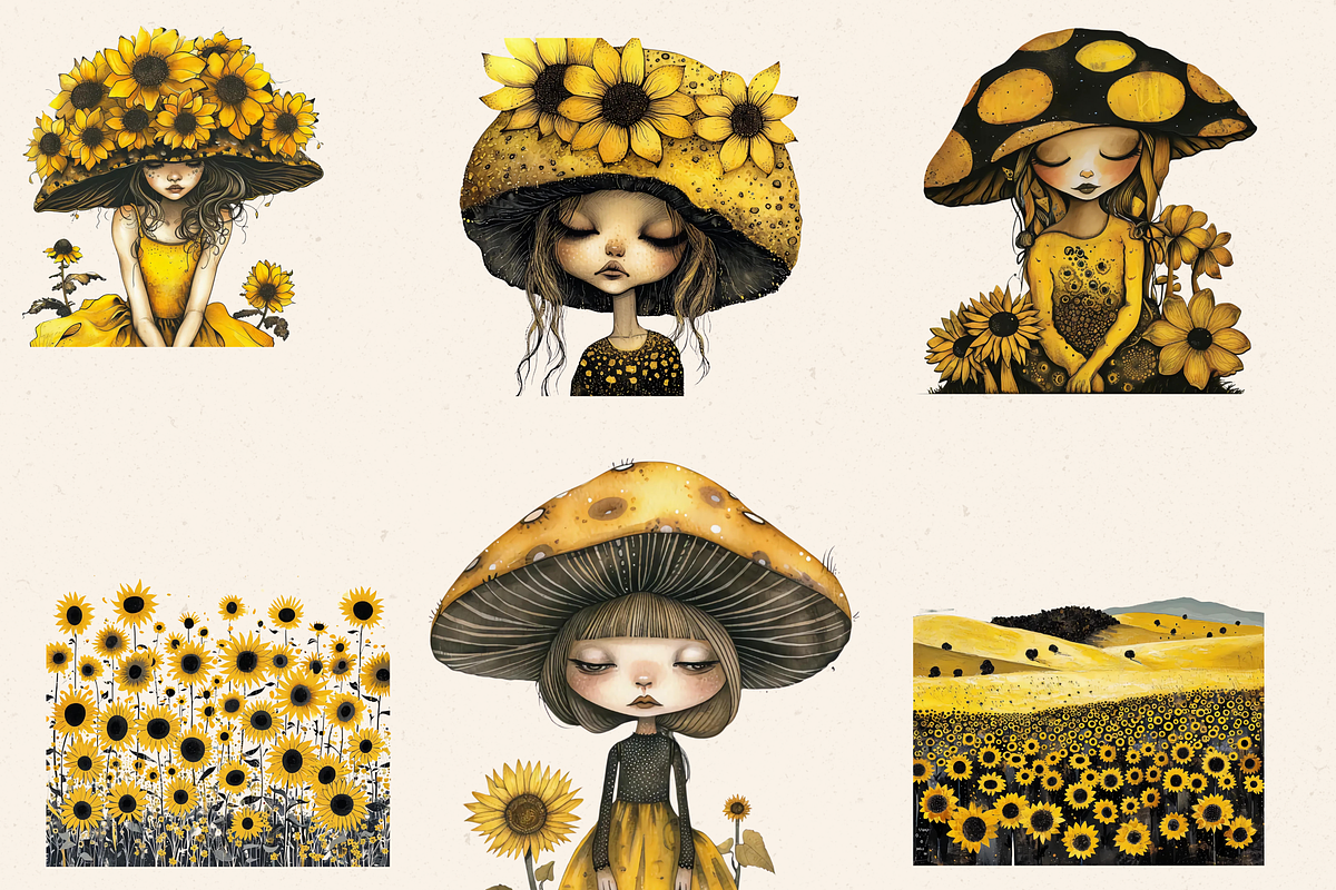 SUNFLOWER FOREST FAIRY CLIPART PACK, a Person Illustration by Daring Digies (Photo 2 of 7)