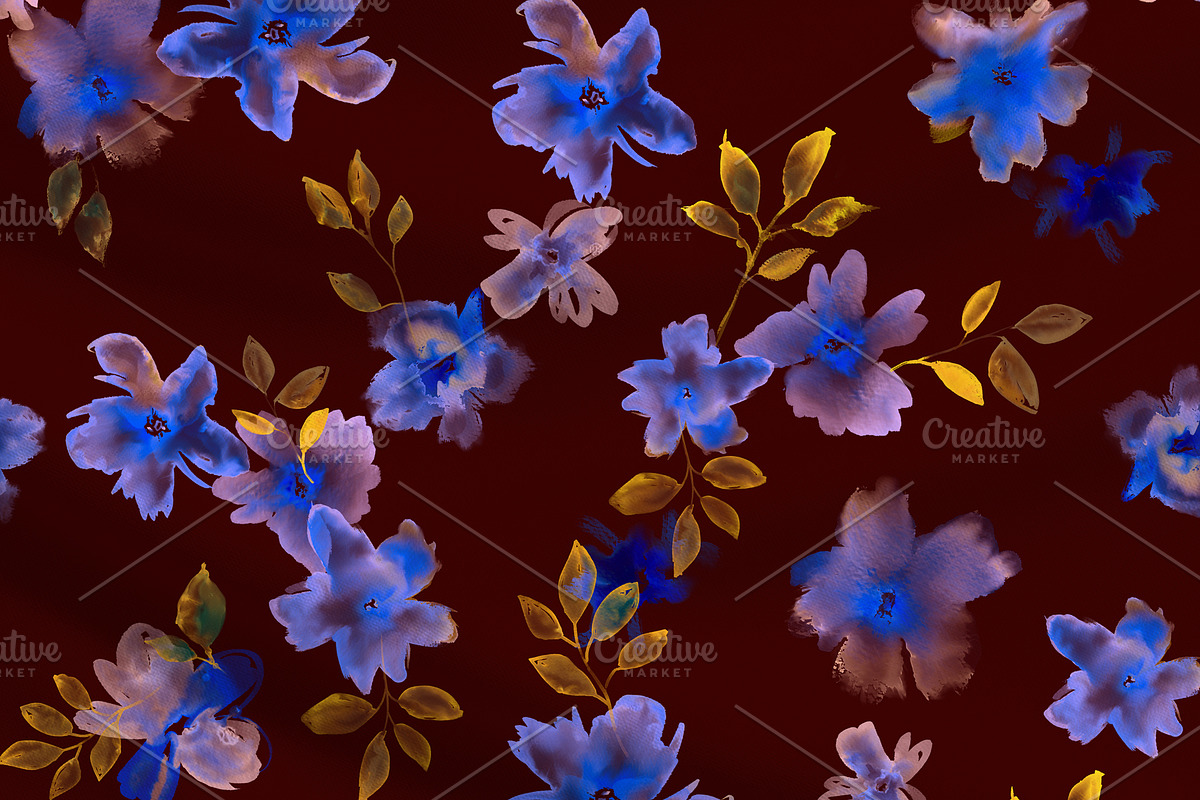 Watercolor Floral Pattern, a Pattern Graphic by MartinShop (Photo 2 of 10)