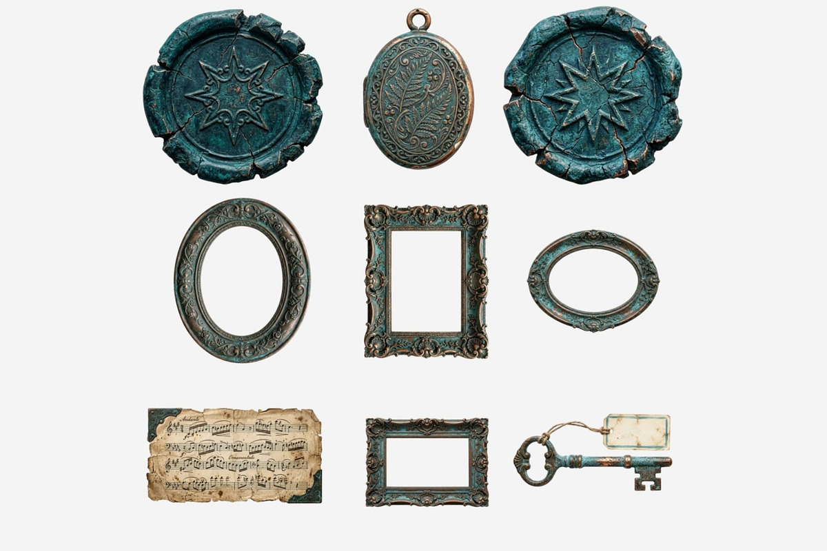 Patina Blue Vintage Ephemera PNG, a Seasonal Illustration by Tanya Kart (Photo 7 of 15)