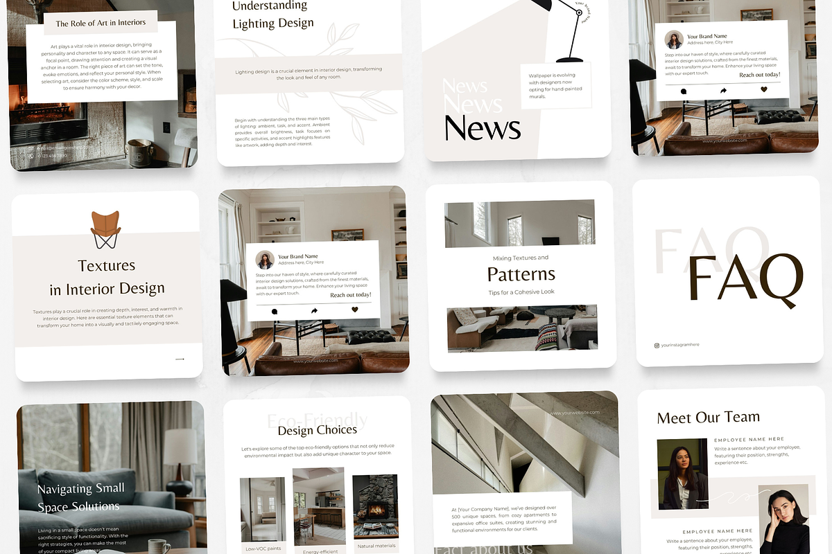 100 Interior Design Posts, a Social Media Template by PatternLab. (Photo 8 of 9)