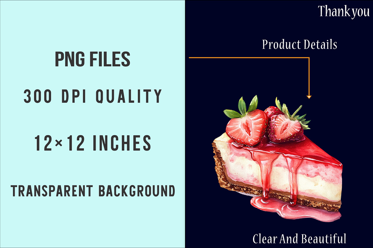 Cheesecake Watercolor Clipart, an Illustration by SinaCreation (Photo 4 of 5)