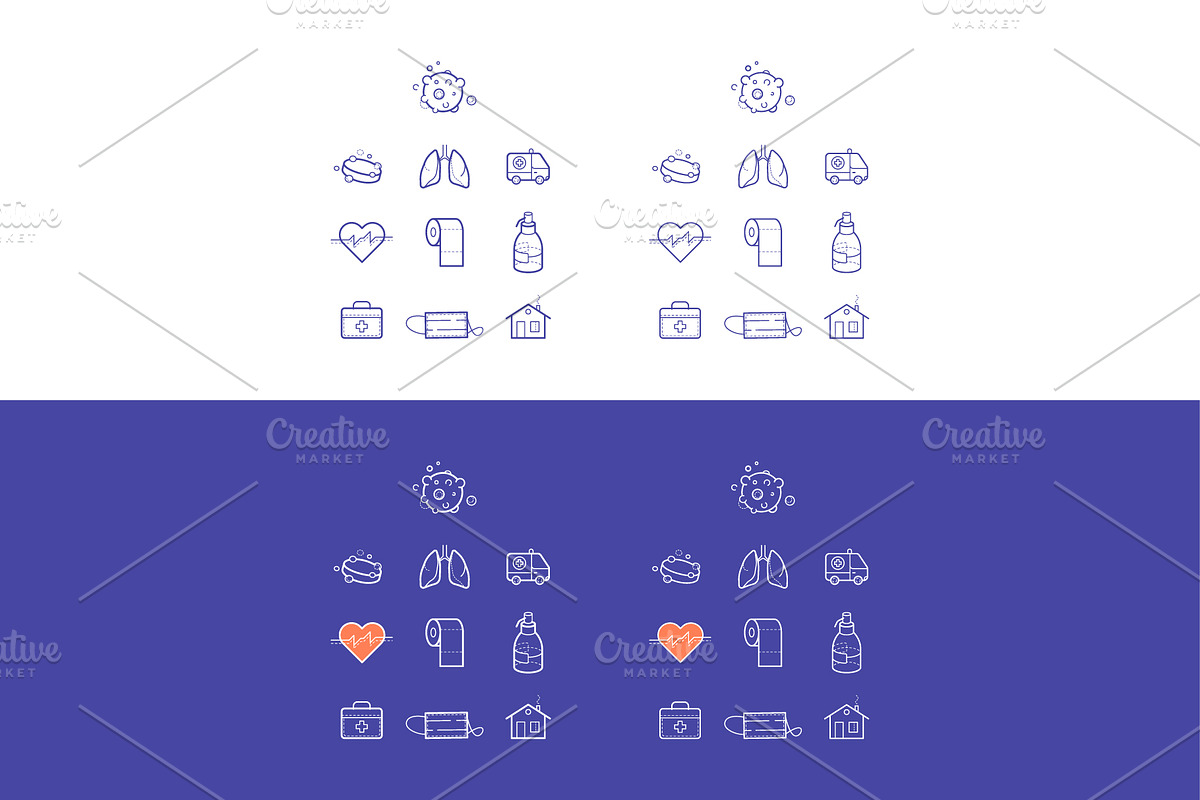 Corona virus Covid-19 Icons Vector, an Outline Icon by fet