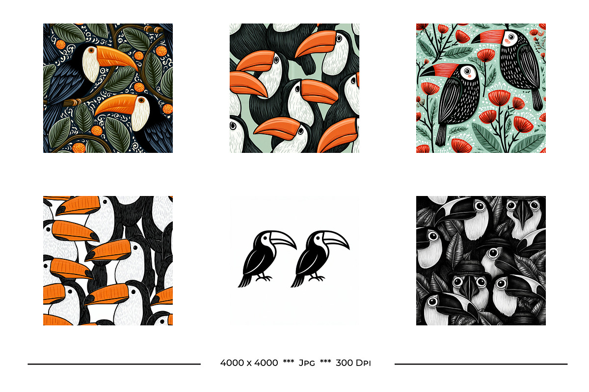 Toucans Retro Art Style Designs, a Pattern Graphic by karenfoleyphoto (Photo 4 of 13)