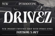 Drivez - New Modern Serif Typeface, a Serif Font by overlaytemplates (Thumbnail 1 of 5)