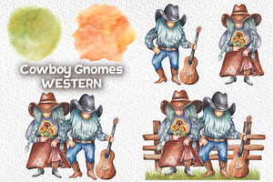 Cowboy Gnomes Western Watercolor Png