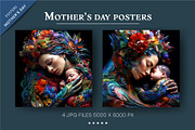 Colorful posters of mother and child, a Decorative Illustration by KENO Mascots (Thumbnail 3 of 6)