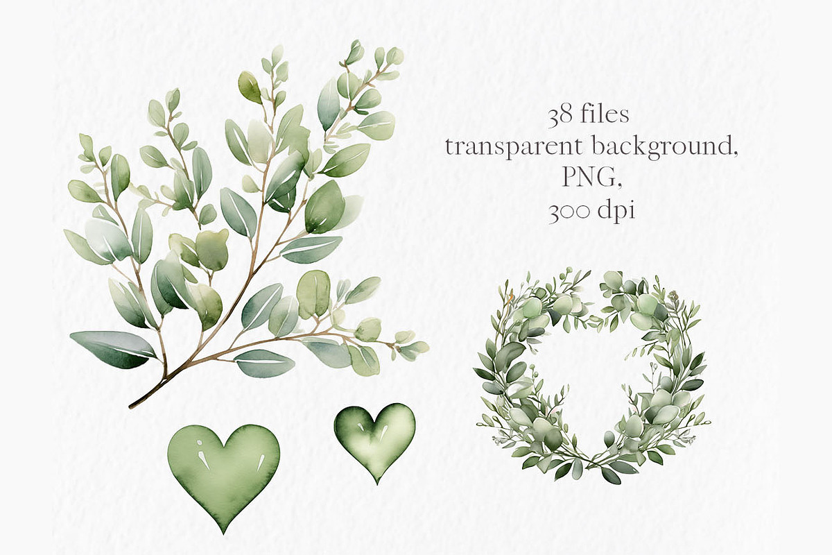 Watercolor greenery clipart, an Object Graphic by MyLittleMeow (Photo 4 of 8)