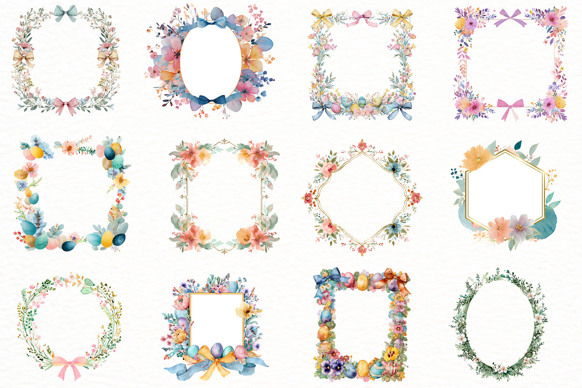 Easter spring floral frame Clipart, an Illustration by Designworld (Photo 3 of 5)