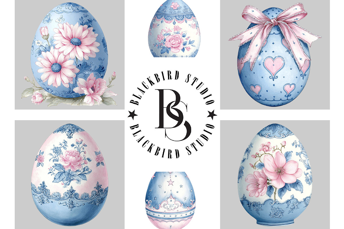 Watercolor Easter Eggs Clipart, an Illustration by Black Bird Studio (Photo 5 of 5)