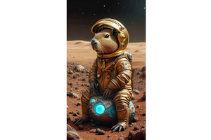 Adorable rodent in a golden, an Illustration by tilialucida