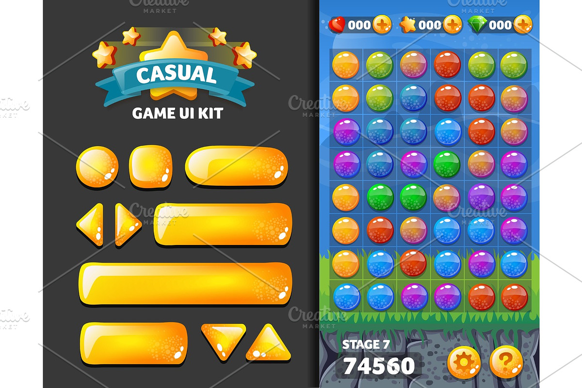 Vector casual glass buttons, a Templates & Theme by ToozDesign