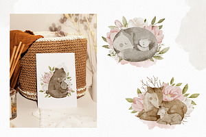 Mom & Baby Animals Floral Collection