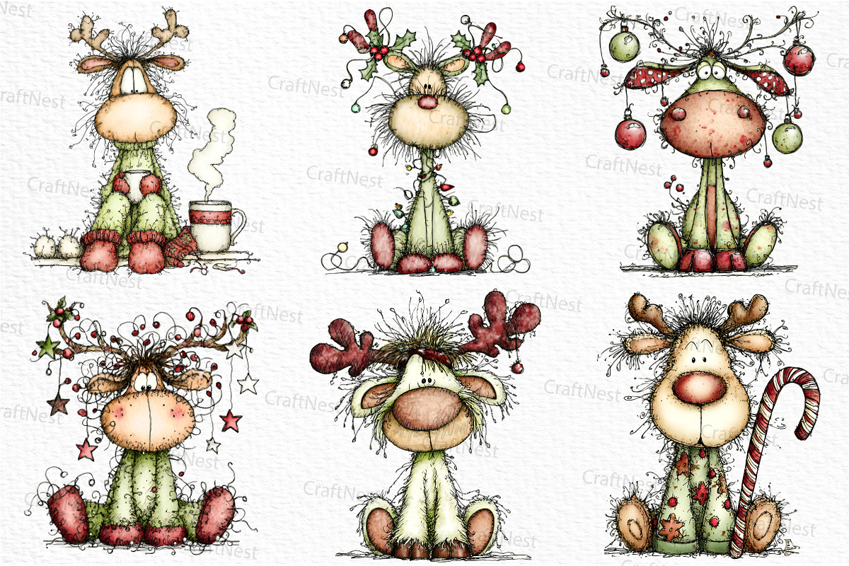 Whimsical Christmas Fluffy Reindeer, an Illustration by Craft Nest (Photo 6 of 6)