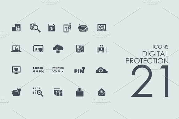 21 Digital Protection Icons