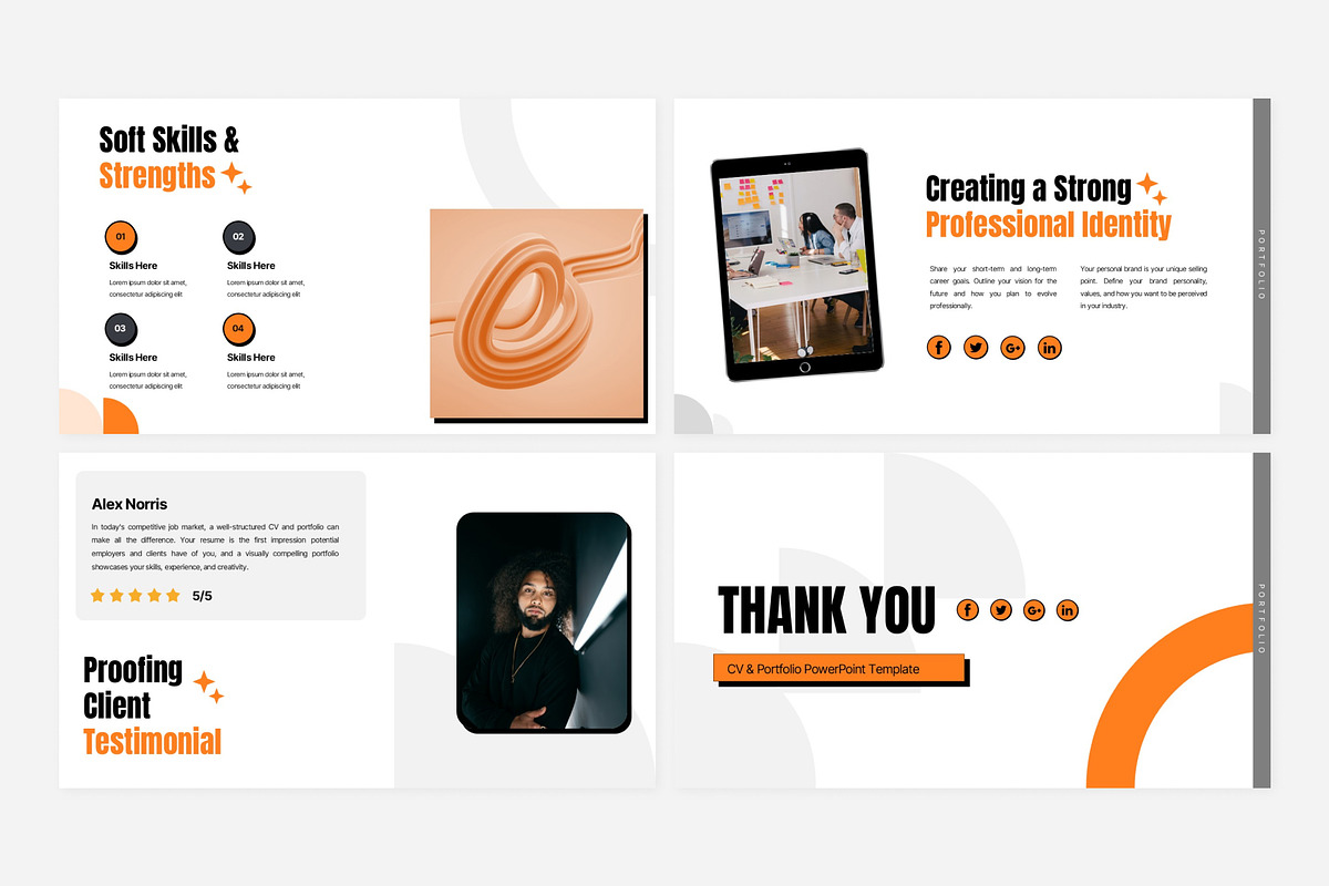 Orange Modern CV Portfolio Template, a Presentation Template by Eklip Studio (Photo 2 of 6)