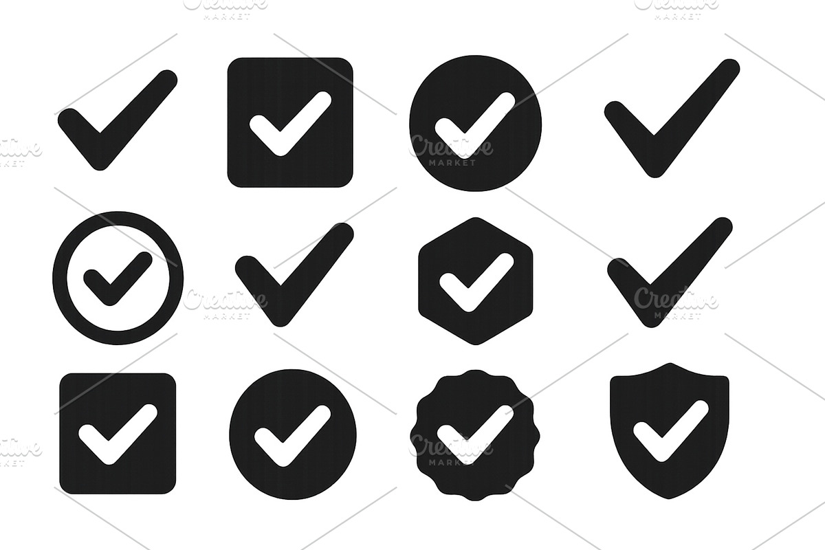Collection of black check marks and, an Object Illustration by ZinetroN