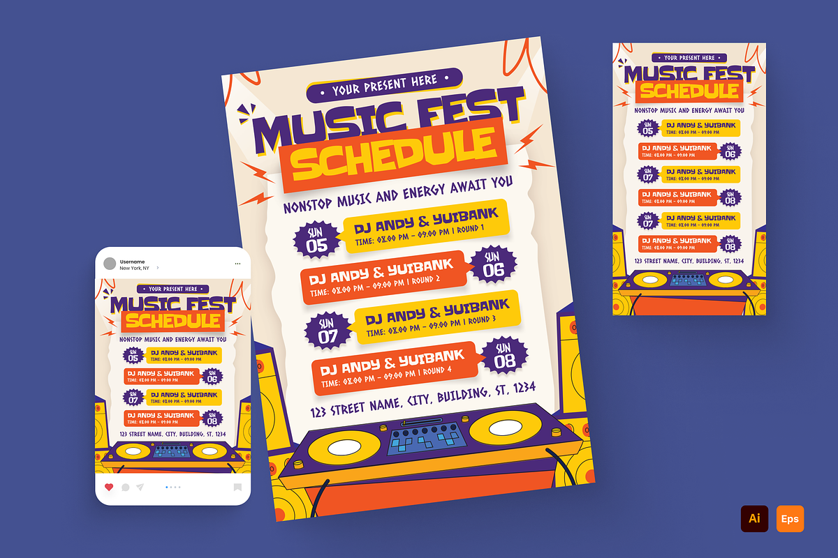 Music Fest Schedule Flyer, a Flyer Template by MMPixelCraft (Photo 1 of 4)