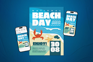 National Beach Day Event Flyer Set, a Flyer Template by The Good Store