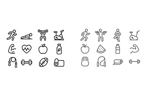 Fitness icons representing various, a Food Illustration by ZinetroN