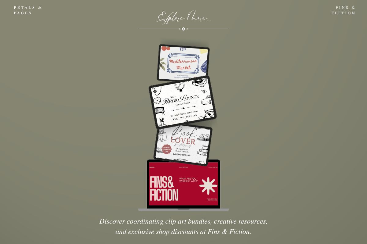 Petals & Pages Line Art Bundle, a Decorative Illustration by Fins and Fiction (Photo 7 of 7)