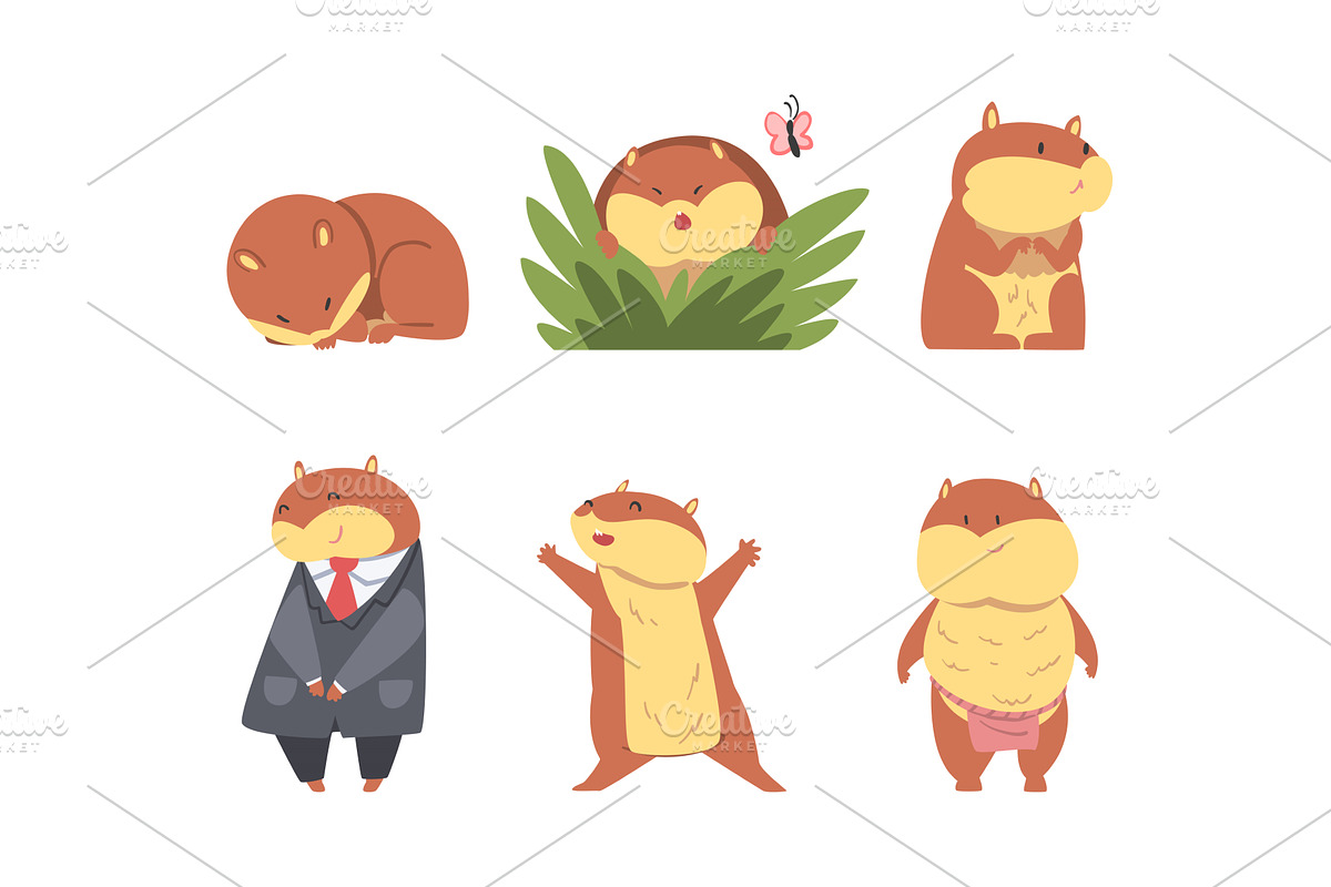 Cute Hamster Character Engaged in, an Animal Illustration by TopVectors