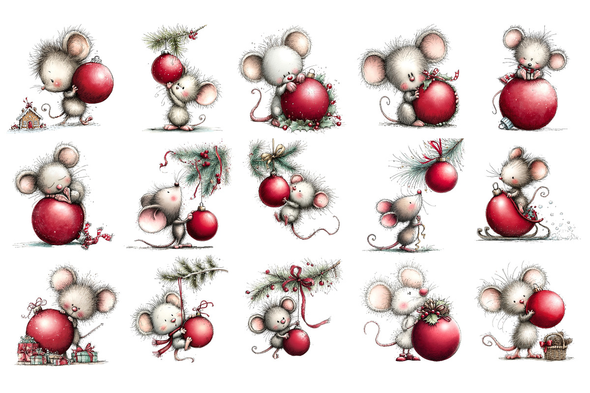 Christmas Mouse Bauble PNG, a Seasonal Illustration by Nicolle's Colorful Art (Photo 4 of 6)