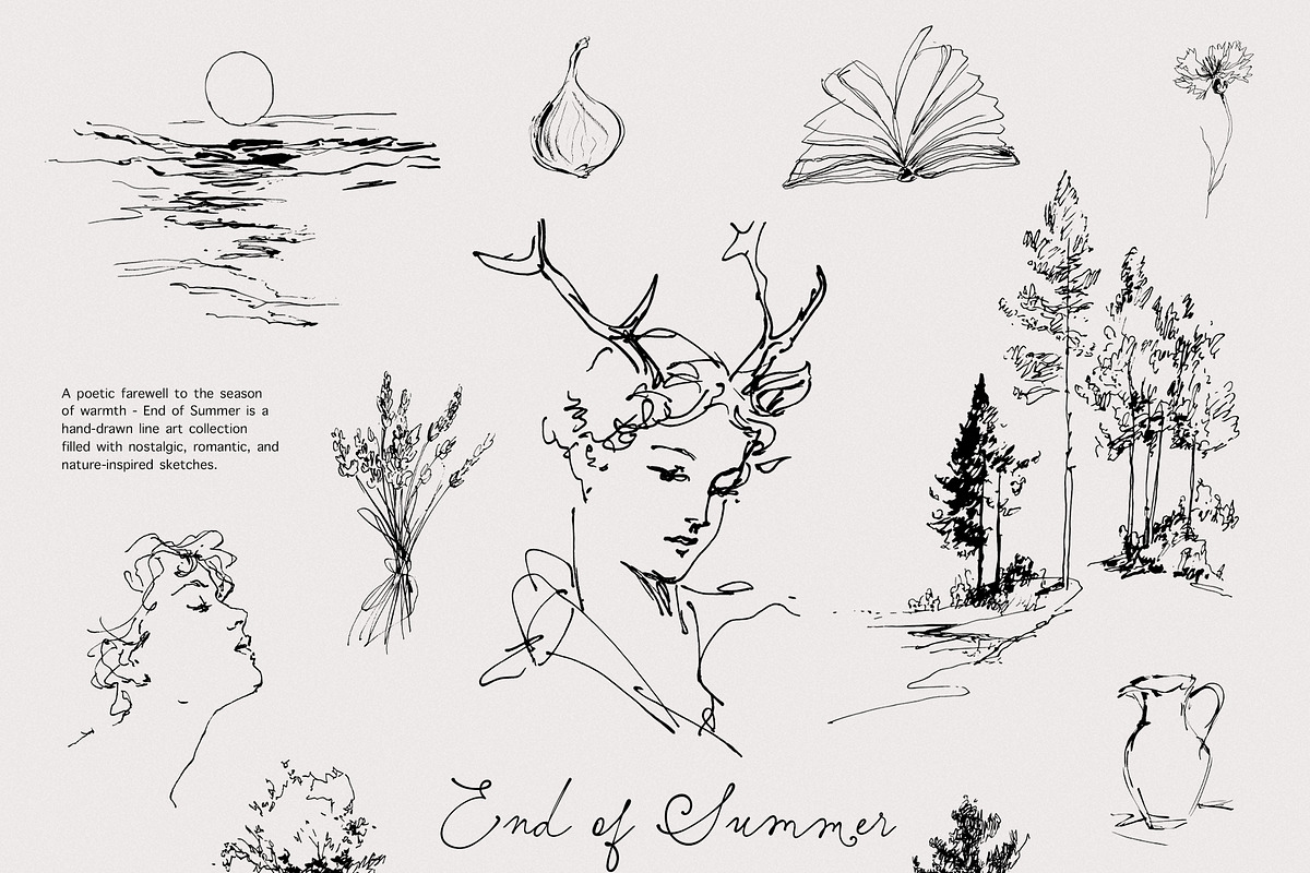 End of Summer: Line Art Collection, a Decorative Illustration by Purple (Photo 8 of 12)