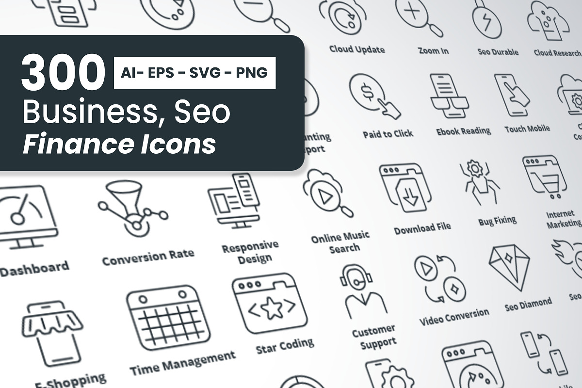 300 Business, Seo and Finance Icons, an Outline Icon by Design_Planet (Photo 1 of 3)