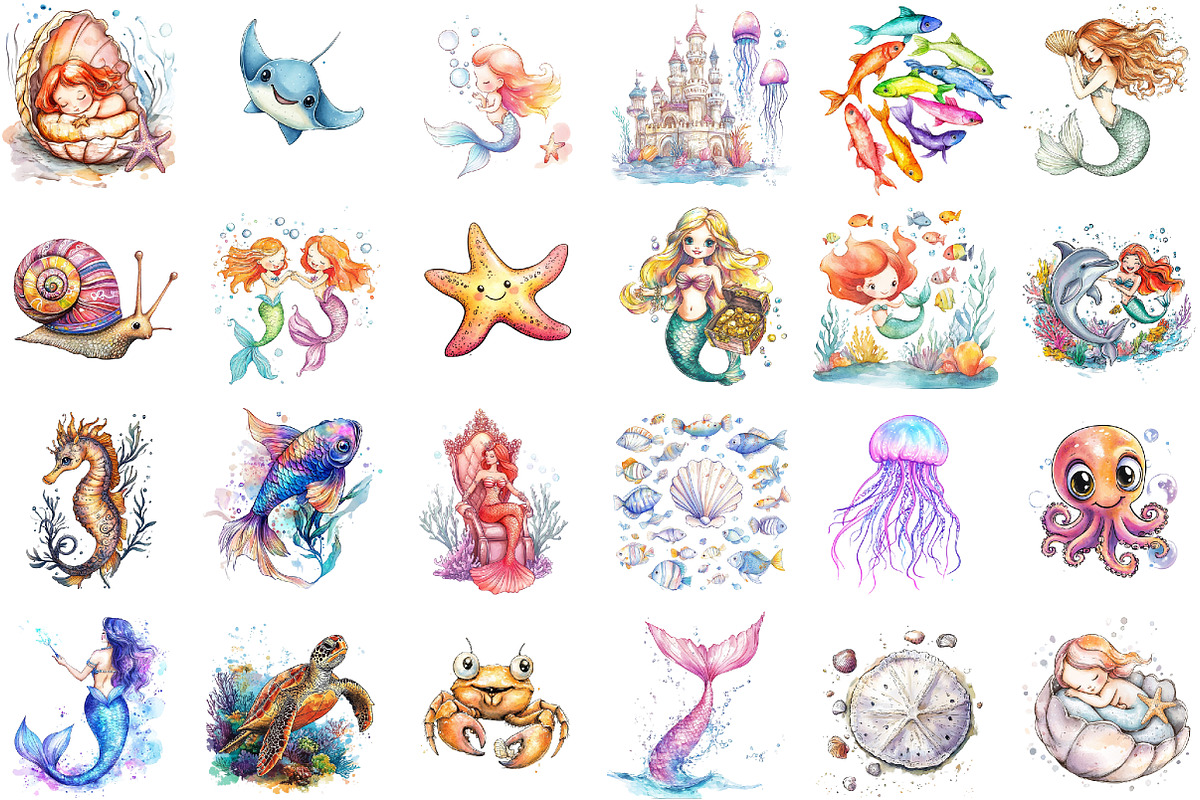 Little Mermaid Under the Sea Clipart, an Illustration by Sublimation Artist (Photo 2 of 6)