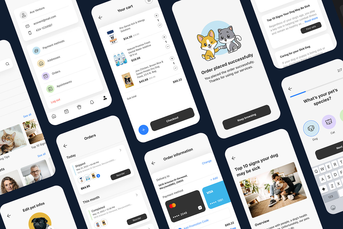 Petito Pet Care App UI Kit, an UI Kit Template by phoneixdesign (Photo 5 of 5)